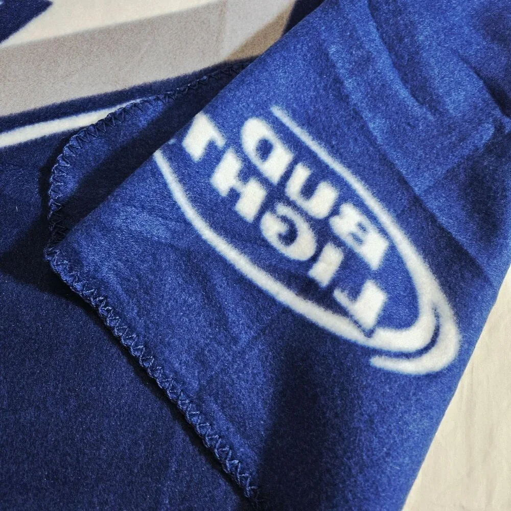 Bloomington PrairieThunder Blanket Throw Fleece 63x53 Blue Hockey Bud Light - Picture 6 of 7